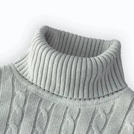 Men's High Neck Sweater Solid Color Pullover Knitted Warm Casual