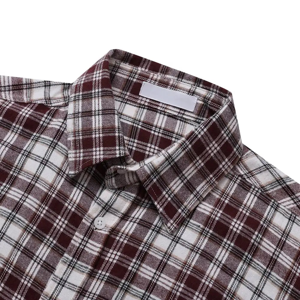 Oversized Men's Plaid Long Sleeve Korean Style Shirt, Trendy Loose Plaid Shirt, Handsome Jacket, Unisex American Retro Plaid