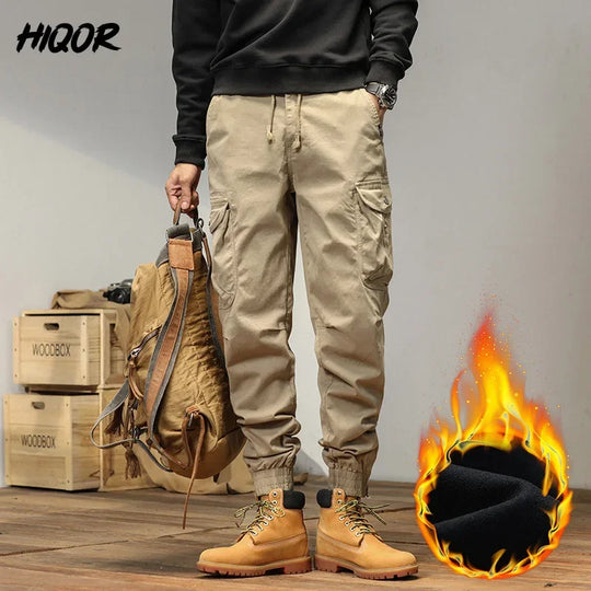 HIQOR 2024 New Cargo Pants Men Winter Man Y2k Harem Tactical Pants for