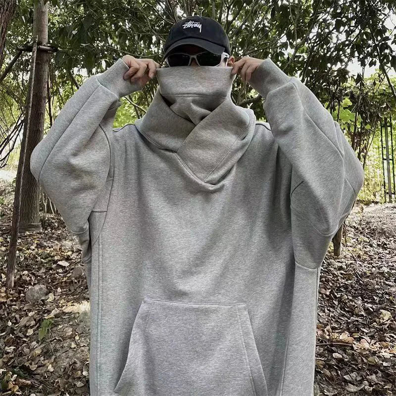 Autumn Solid Color Japanese Ninja Hoodies Men's Turtleneck Vintage