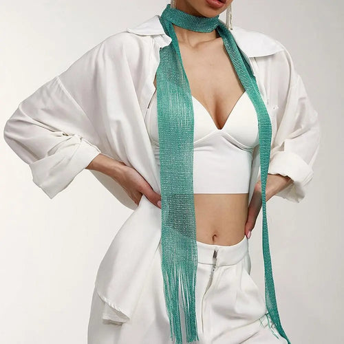 Shiny Neck Wrapped For Women Lace Tassel Party Evening Dress Scarf