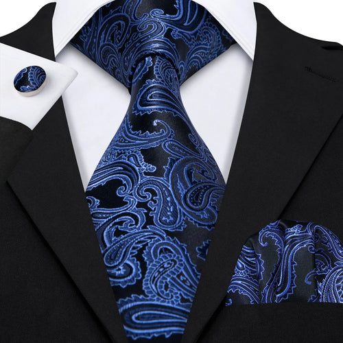 Men Tie Gold Navy Blue Striped Silk Tie 3.4" Jacquard Party
