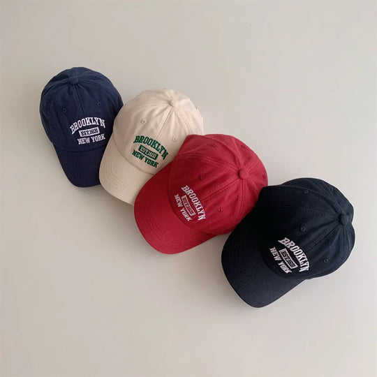 Letter Kids Baseball Cap Solid Color Toddler Sun Hat Korean Embroidery