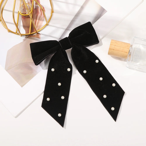 Bow Velvet Barrettes Women Temperament Ponytail Hairpin Hair Clip