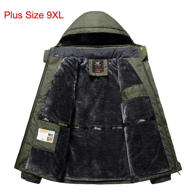 Plus Size 8XL Outdoor Winter Hooded Climbing Camping Hiking Jackets