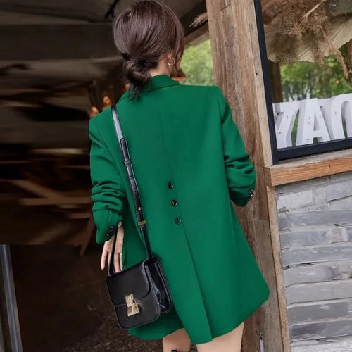 Black Elegant Women Blazers Spring Autumn Long Sleeve Slim Blazer Chic