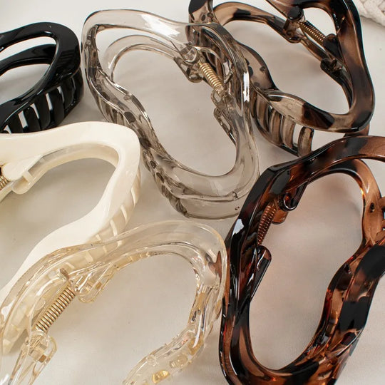 Irregular Hollow Out Hair Claws Clips Women Girls Tortoiseshell Large