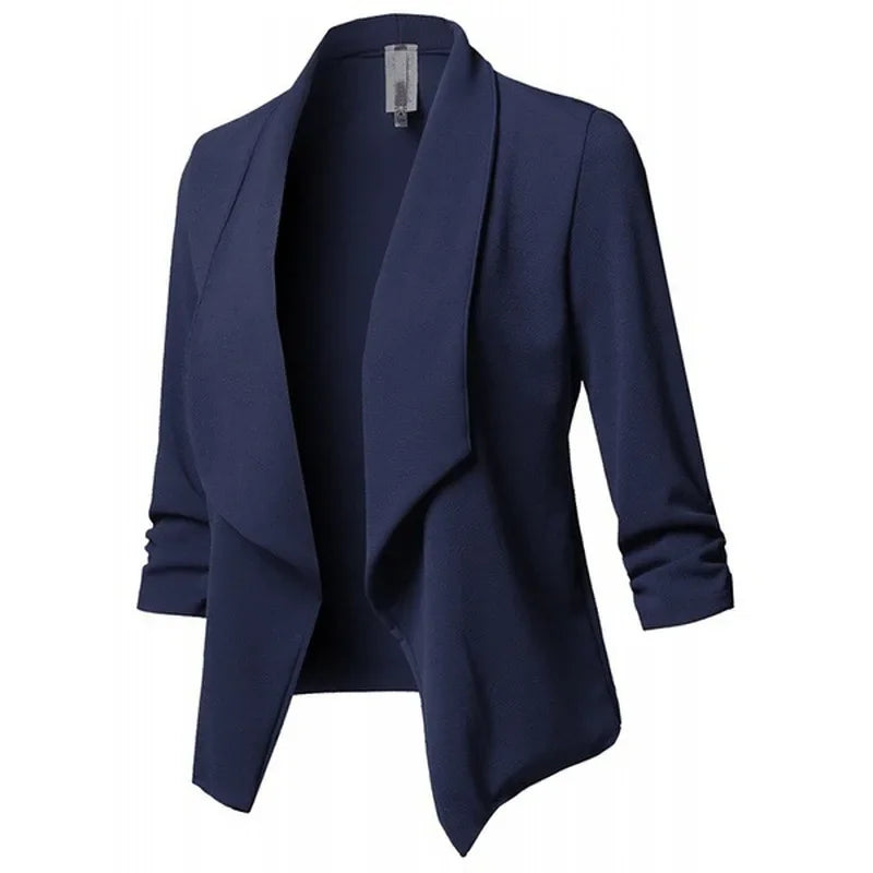 Women Black Thin Blazers Cardigan Coat 2024 Long Sleeve Women Blazers