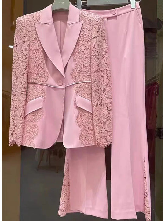 HIGH STREET Newest 2024 Runway Designer Suit Set Women's Lace