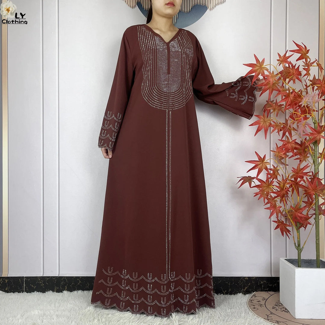 2024 New Muslim Chiffon Abayas For Women Robe Caftan Dubai Islam Clothing African Abaya Long Sleeved Fashion Dress With Turban