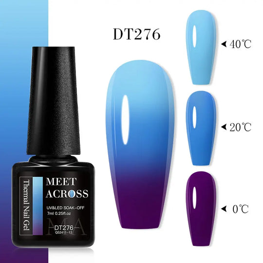 MEET ACROSS 7ml Thermal Gel Nail Polish Manicure 3 Layers Temperature Changing UV Gel Semi Permanent Soak Off Varnish Nail Art