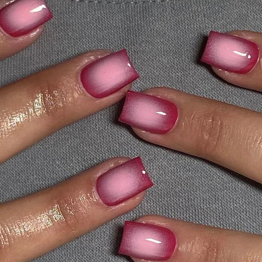 24pcs/set short saure fake nails for Spring summer season french style flowers butterfly design press on false nail art tips