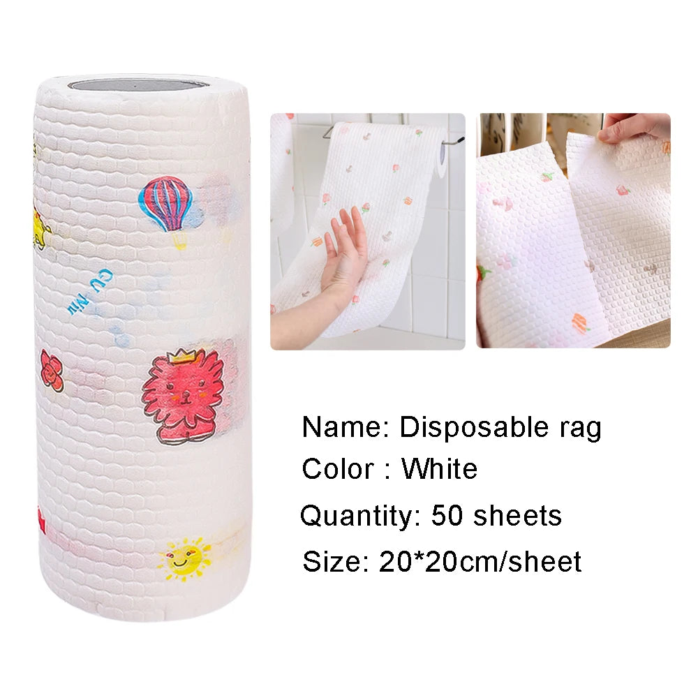 50/100pcs A Roll  Dish Cloth Disposable Rags Non -woven Rag Home Kitchen One-time Dishrag Universal Car Wipe Shoe Cleaning Wipes