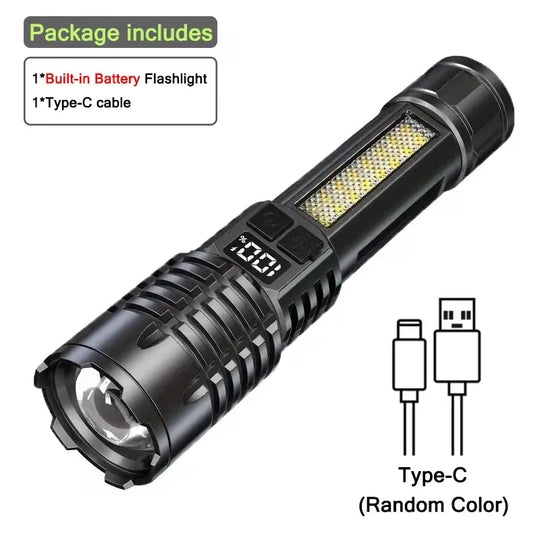 High Power LED Flashlight USB Rechargeable Torch Strong Light Flashlight Long Range Tactical Zoom Lamp Outdoor Camping Lantern