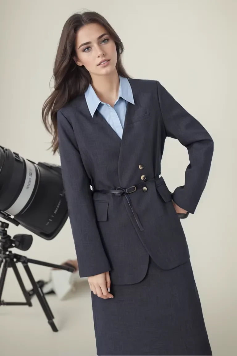 Vimly 2024 Spring Outfits Blazer Skirt 2 Pieces Sets for Women Elegant