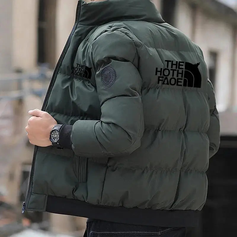 2024Men's Padded Cotton Jacket, Tiger Head Logo, Short, Thick, Casual,