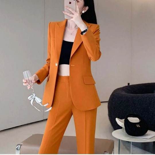 Women's 2025 Spring New Fashion Professional Suit Jacket Pants Two