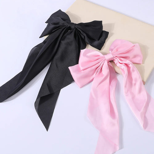 2Pcs/Set Elegant Bow Ribbon Hair Clip Women Fashion Solid Bowknot