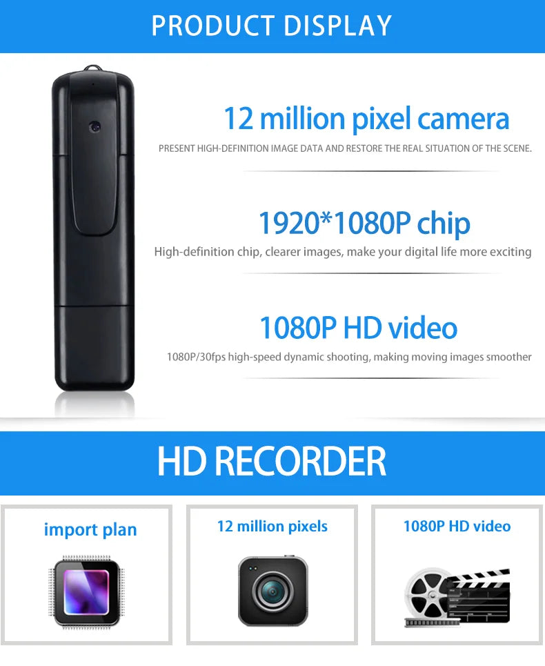 GJUELIRRA V8 Police Body Camera 1080P Full HD Wearable Video Security Cam IR Night Vision Mini Camcorders Mini Body Camera