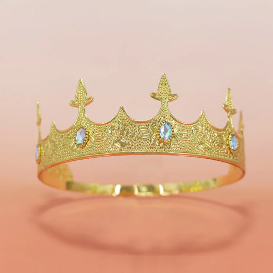 Trendy Vintage Baroque Crown Antique Bronze Elegant King Tiara Crown Adjustable Multicolor Prince Rhinestone Tiara Men
