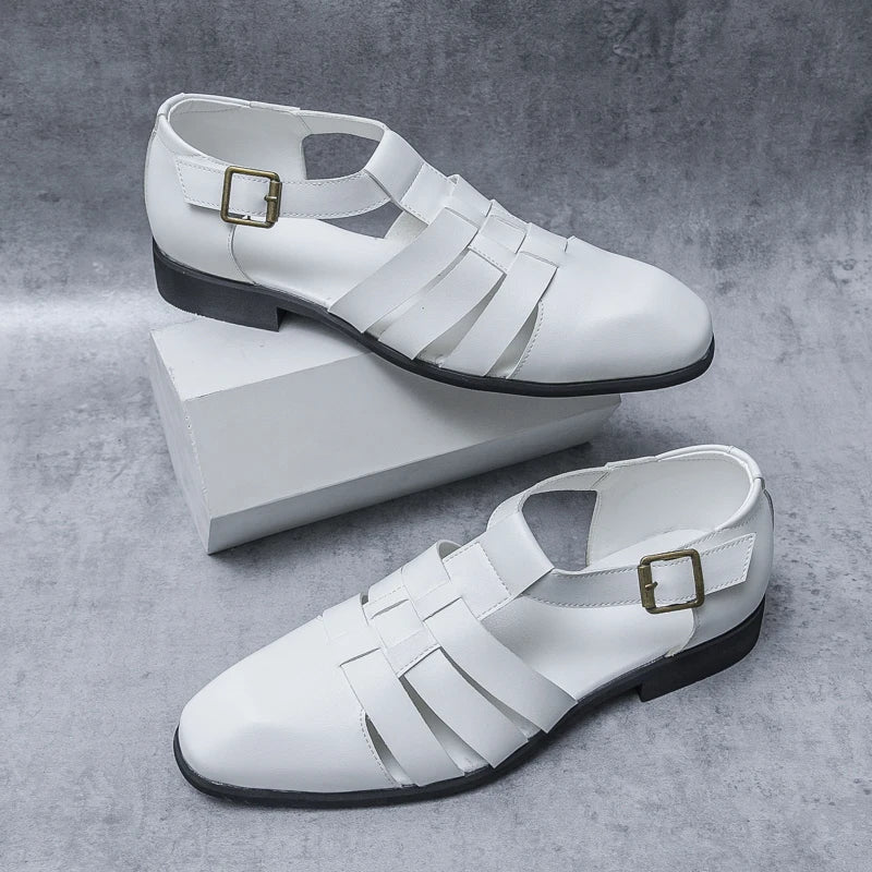 New Soft Leather Men's Sandals Outdoor Summer Beach Shoes Comfortable Male Roman Shoes All-match Sandaly Hollow Out Casual Shoes