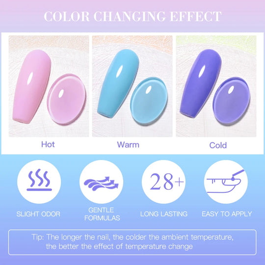 MEET ACROSS 7ml Thermal Gel Nail Polish Manicure 3 Layers Temperature Changing UV Gel Semi Permanent Soak Off Varnish Nail Art