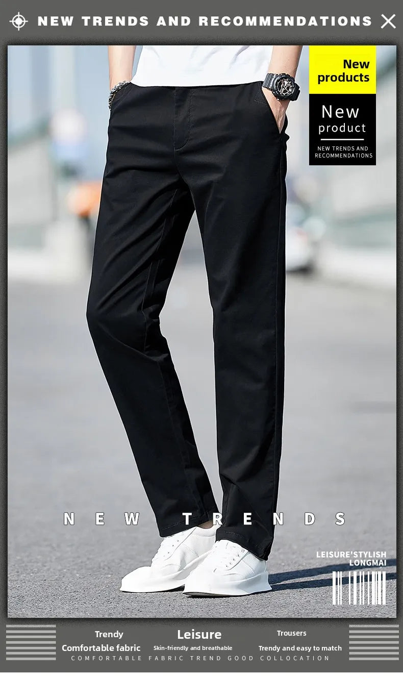 Top Grade 98% Cotton New Brand Casual Fashion Streetwear Slim Fit Long Pants Straight Pencil Trousers Men's Clothing