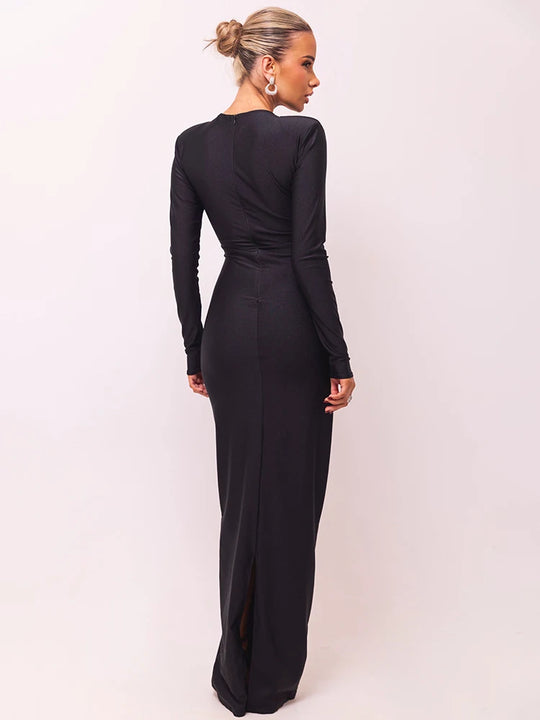 Mozision Hollow Out Long Sleeve Sexy Maxi Dress For Women Gown Fashion