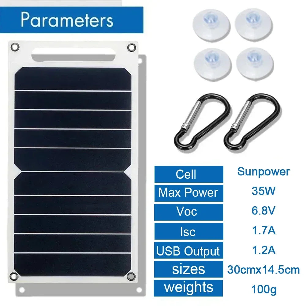 35W Sunpower Portable Solar Panel 5V Solar Plate WithUSB Safe Solar Phone Charger.