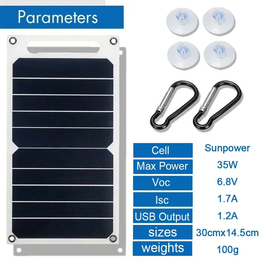 35W Sunpower Portable Solar Panel 5V Solar Plate WithUSB Safe Solar Phone Charger.