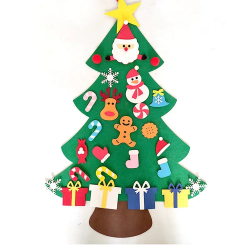 DIY Felt Christmas Tree Wall Hanging with LED String Lights for Kids