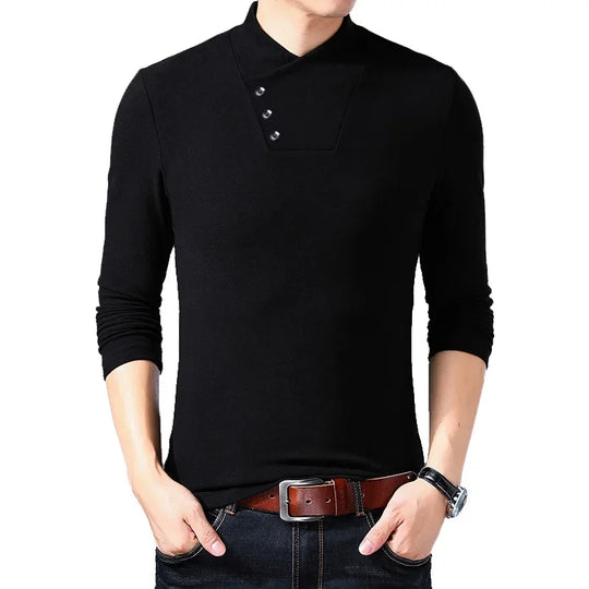 BROWON Spring Fashion Slim Fit T Shirt Men Cotton Tshirt Men Long