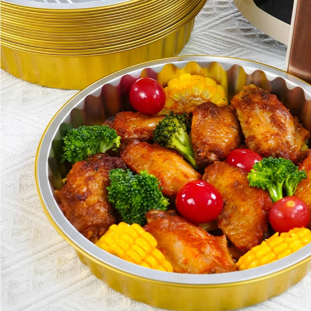 Heavy Duty Gold Aluminum Foil Pans 1508ml 10PCS, Disposable Thickened