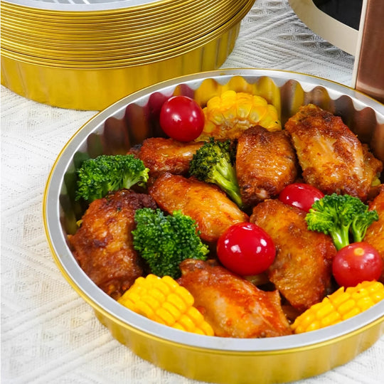 Heavy Duty Gold Aluminum Foil Pans 1508ml 10PCS, Disposable Thickened