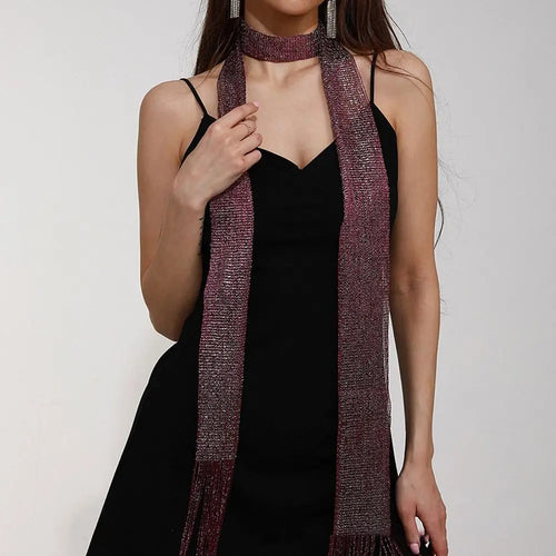 Shiny Neck Wrapped For Women Lace Tassel Party Evening Dress Scarf