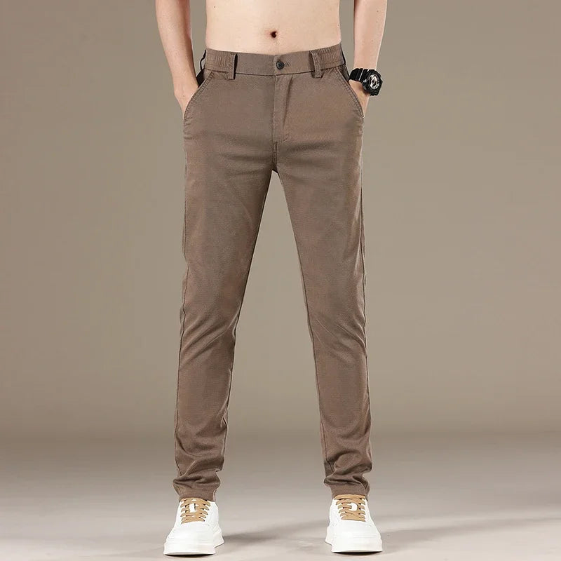New 2025 Summer Lyocell Fabric Mens Casual Pants Hight Quality Fashion Slim Business Trousers Brand Elastic Soft Cargo Pants