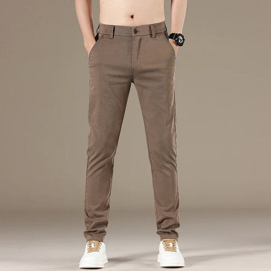 New 2025 Summer Lyocell Fabric Mens Casual Pants Hight Quality Fashion Slim Business Trousers Brand Elastic Soft Cargo Pants