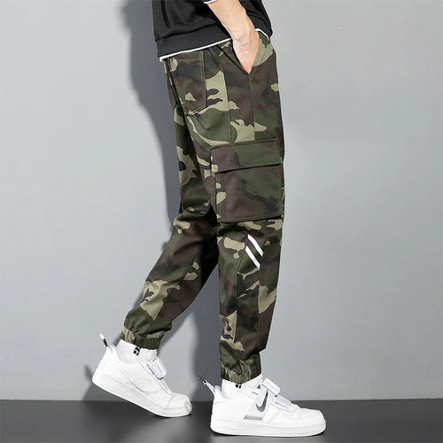 Orange Cargo Pants Men Hip Hop Joggers Y2K Streetwear Casual Pants