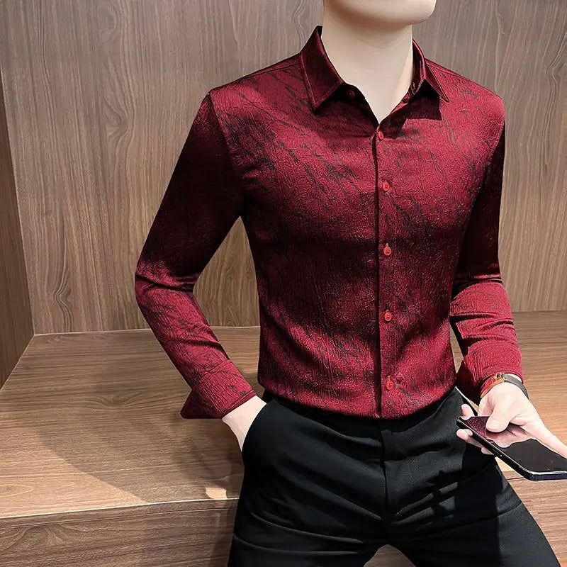 Spring and summer new stylish personality casual printed men's shirt