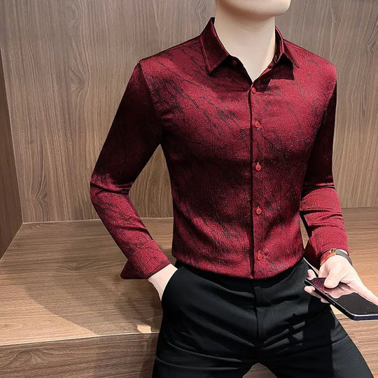 Spring and summer new stylish personality casual printed men's shirt