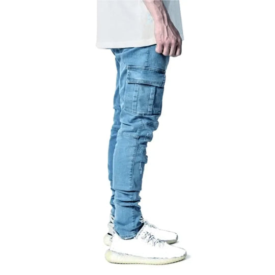 Autumn Winter New Men's Clothing Solid Color Stretch Multi-Bag Skinny