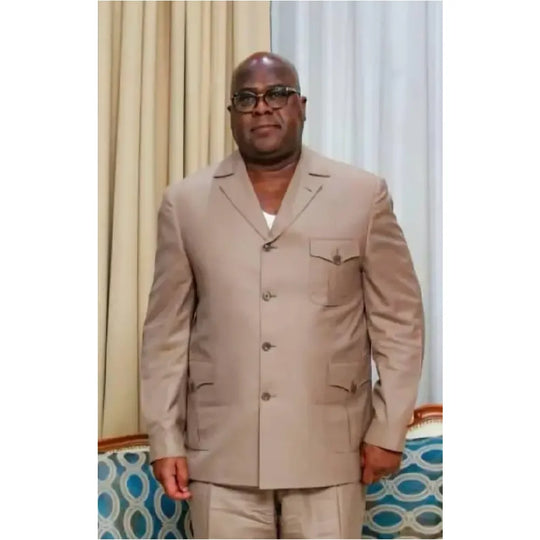 Full Men Suits 2 Pieces Three Pockets Safari Style Wedding Groom Clothing Custom Daily Dress Peaked Lapel Custom Jacket Pants