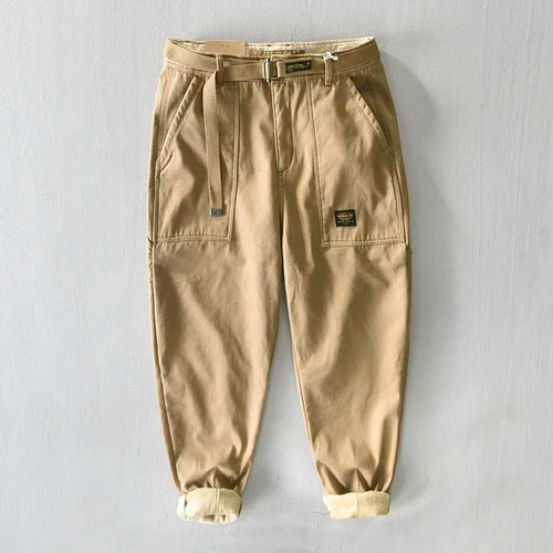 HIQOR Winter Cargo Pants Men Warm Thicken Outdoor Trousers Loose