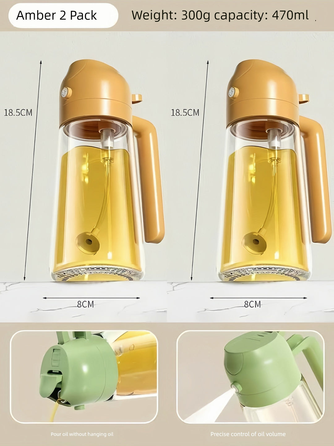 Glass Spray Oil Bottle Jar Spray Dual-Use Air Fryer Kitchen For Home Spray Oil Dispenser Oil Tank Seasoning Edible