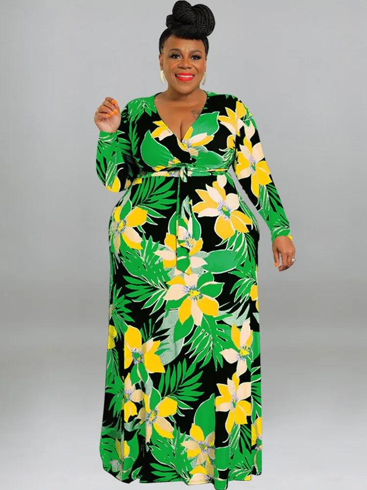XL-5XL Plus Size Clothes Dresses Women Robes Summer Spring Long Sleeve Street Style Casual 3XL 4XL Big Size Maxi Dress Oversize