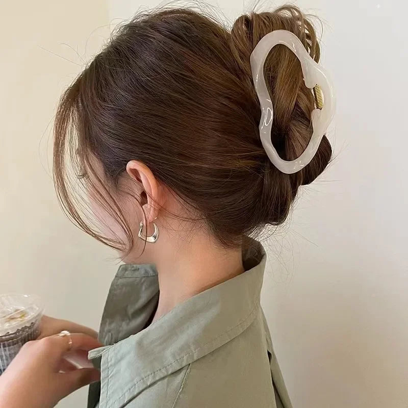 Elegant Clouds Hollow Out  Hair Claws Clip Women Girls Jelly Acrylic