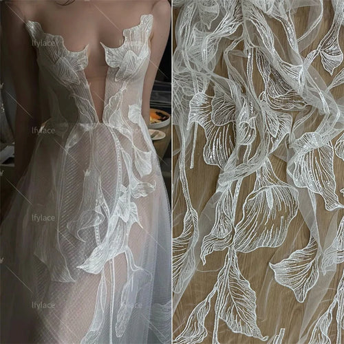 New Hot  Low Price  Off White Embroidery Wedding Dress Tulle Lace