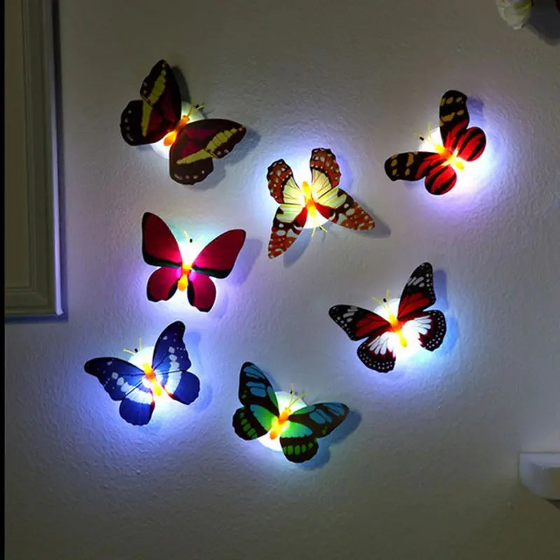 1~4 PCS Pasteable 3D Butterfly Night Lights Luminous Led Wall Sticker
