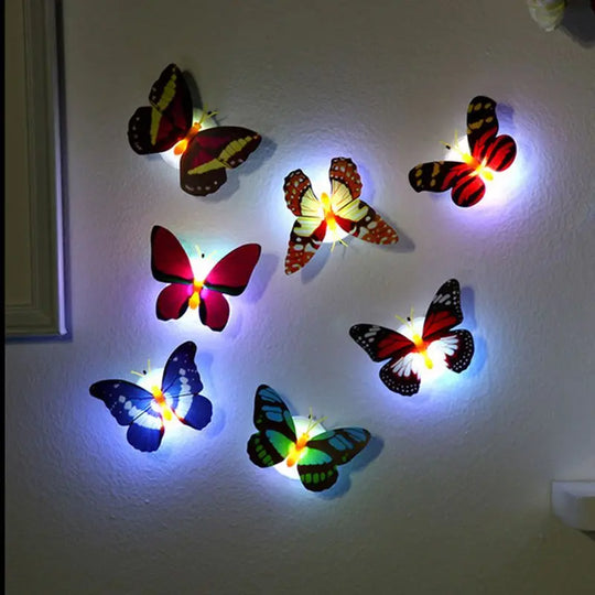 1~4 PCS Pasteable 3D Butterfly Night Lights Luminous Led Wall Sticker