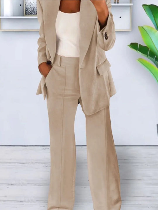 Autumn Winter Solid Color Blazer Women Long Sleeve Suit Simple Casual